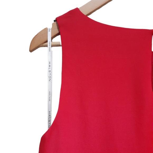 Halston Heritage Women's One Shoulder Mini Dress Scarlet Silk Blend Size Medium - Picture 2 of 4